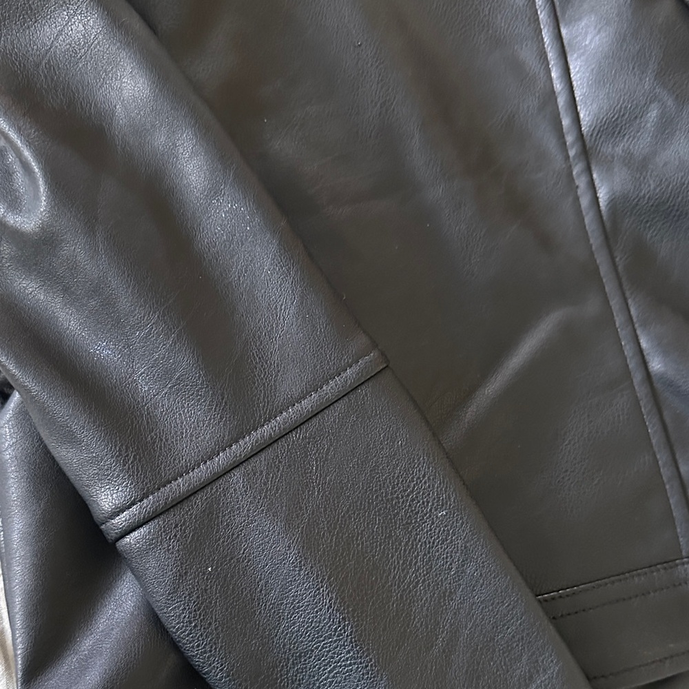 H&M Black Faux Leather Biker Jacket with Silver Hardware - Picture 8 of 8